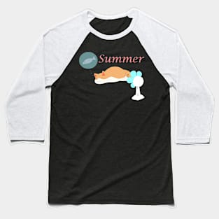 Cat taking a nap in summer Baseball T-Shirt